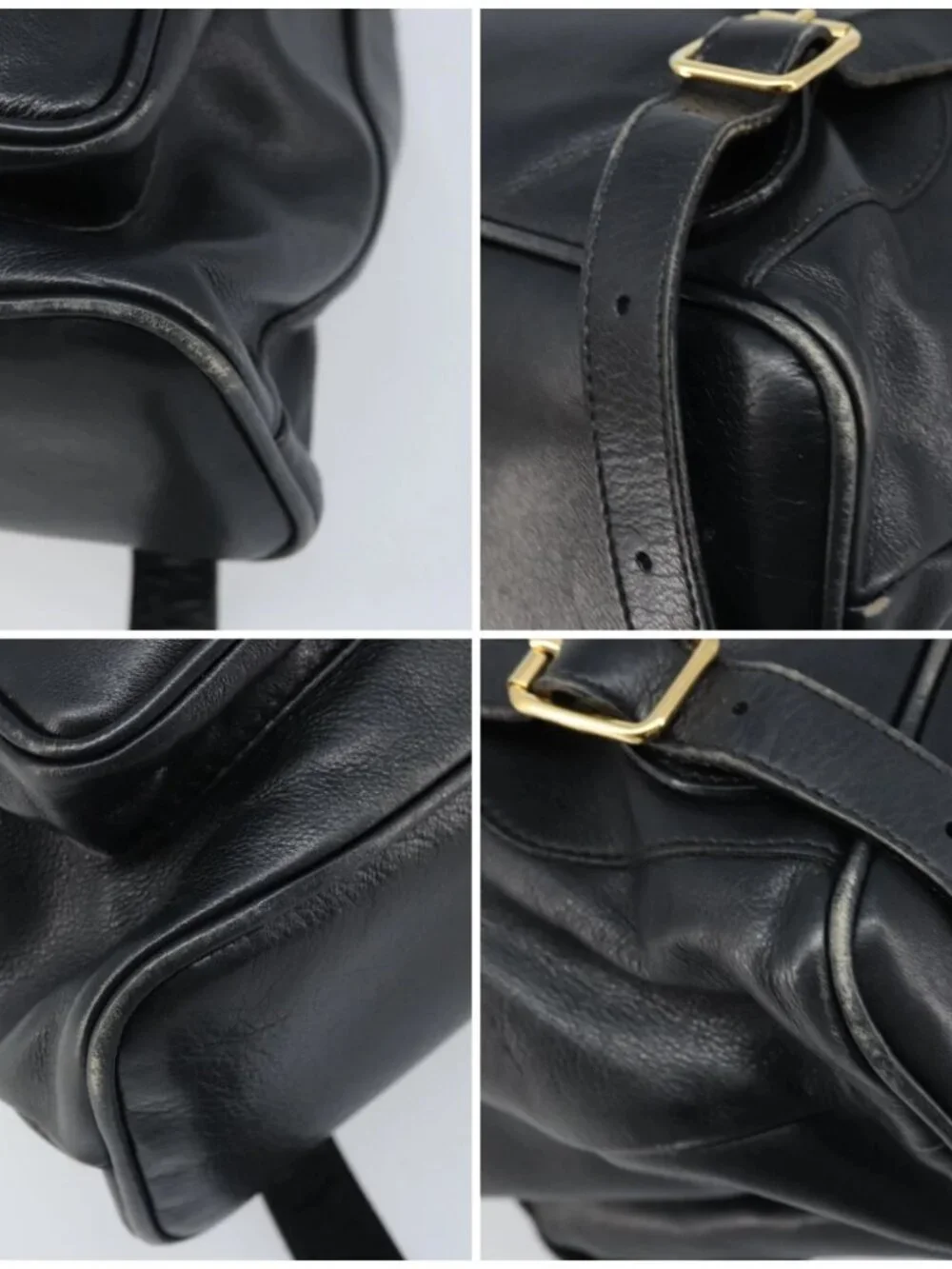 GUCCI Bamboo Backpack Leather Black Gold 003 2058 0016 Auth gh2009